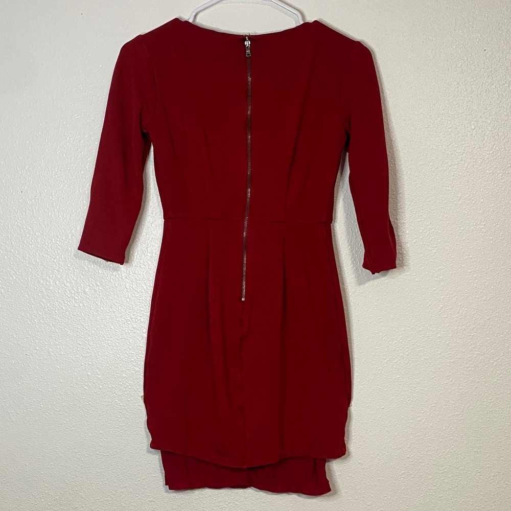 Alice + Olivia Bold Red Long Sleeve Dress red color size 0 shell Viscose & Nylon - Picture 6 of 16